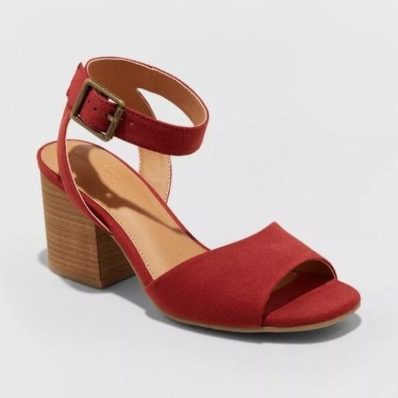 Universal Thread Megan Heeled Pump Sandals Red - Picture 4 of 5